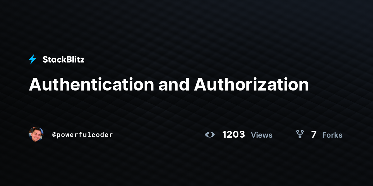 Authentication and Authorization - StackBlitz
