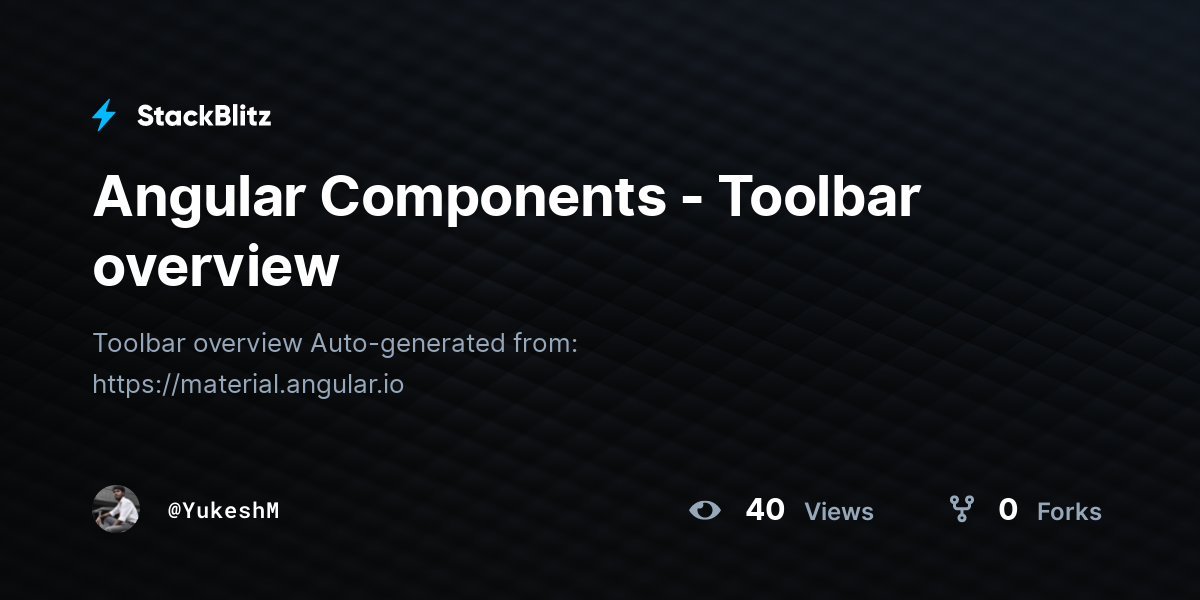 Angular Components - Toolbar overview - StackBlitz