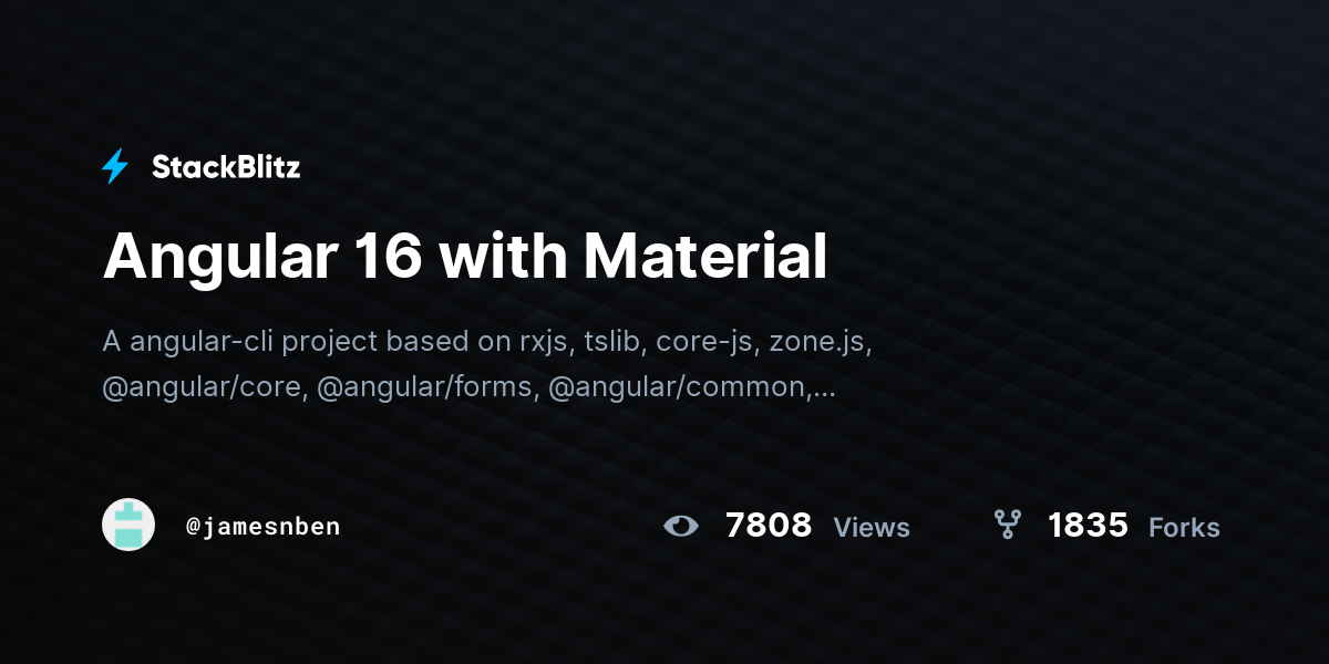 Angular 16 with Material - StackBlitz