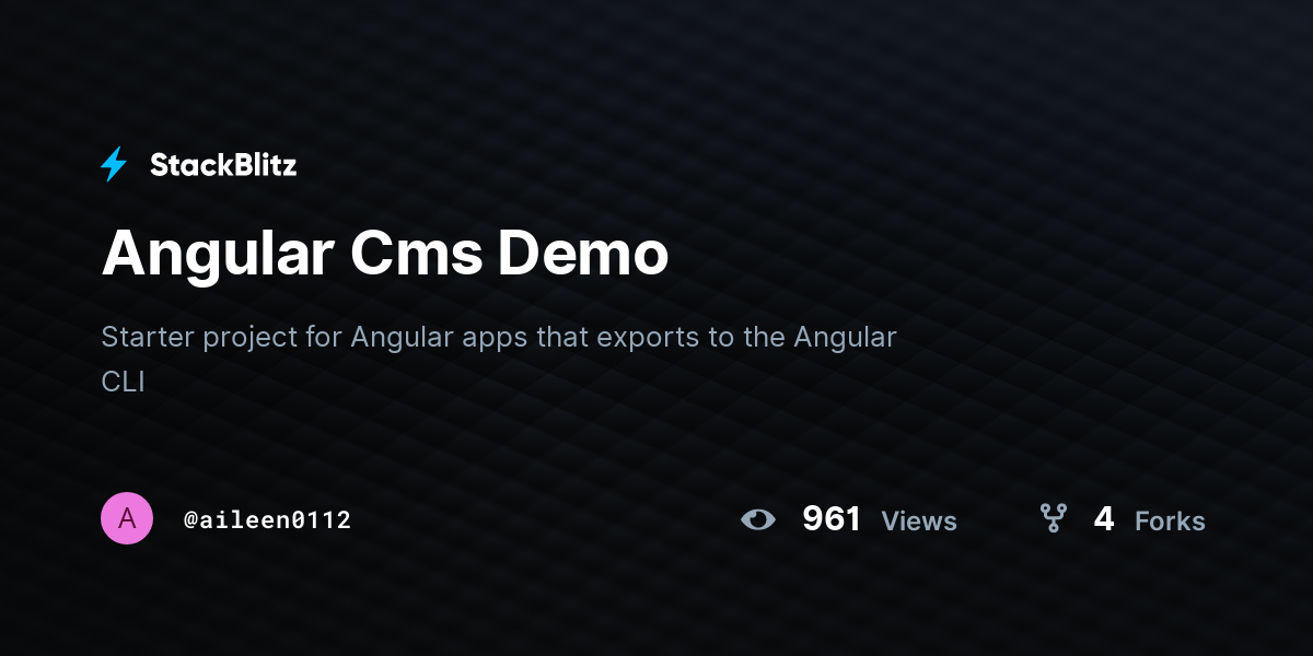 Angular Cms Demo - StackBlitz