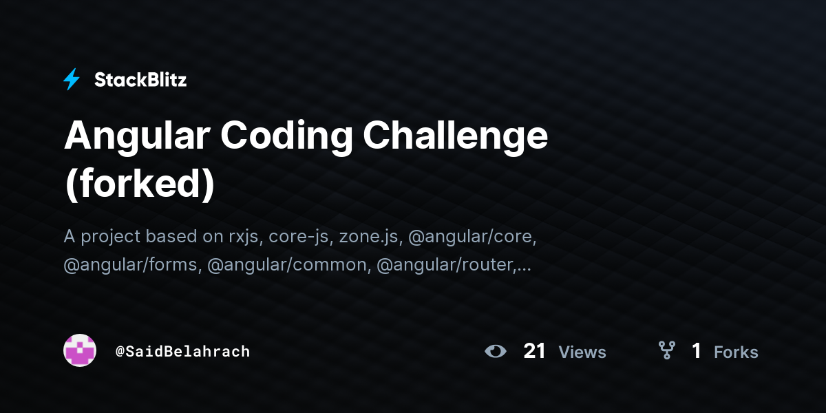 Angular Coding Challenge (forked) - StackBlitz