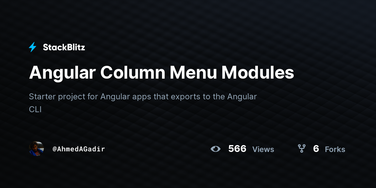 Angular Column Menu Modules - StackBlitz