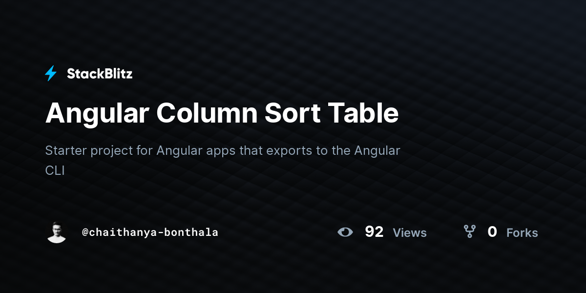 Angular Column Sort Table - StackBlitz