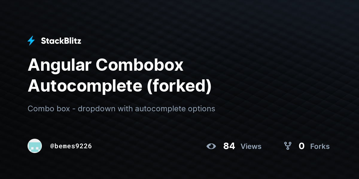 Angular Combobox (forked) StackBlitz