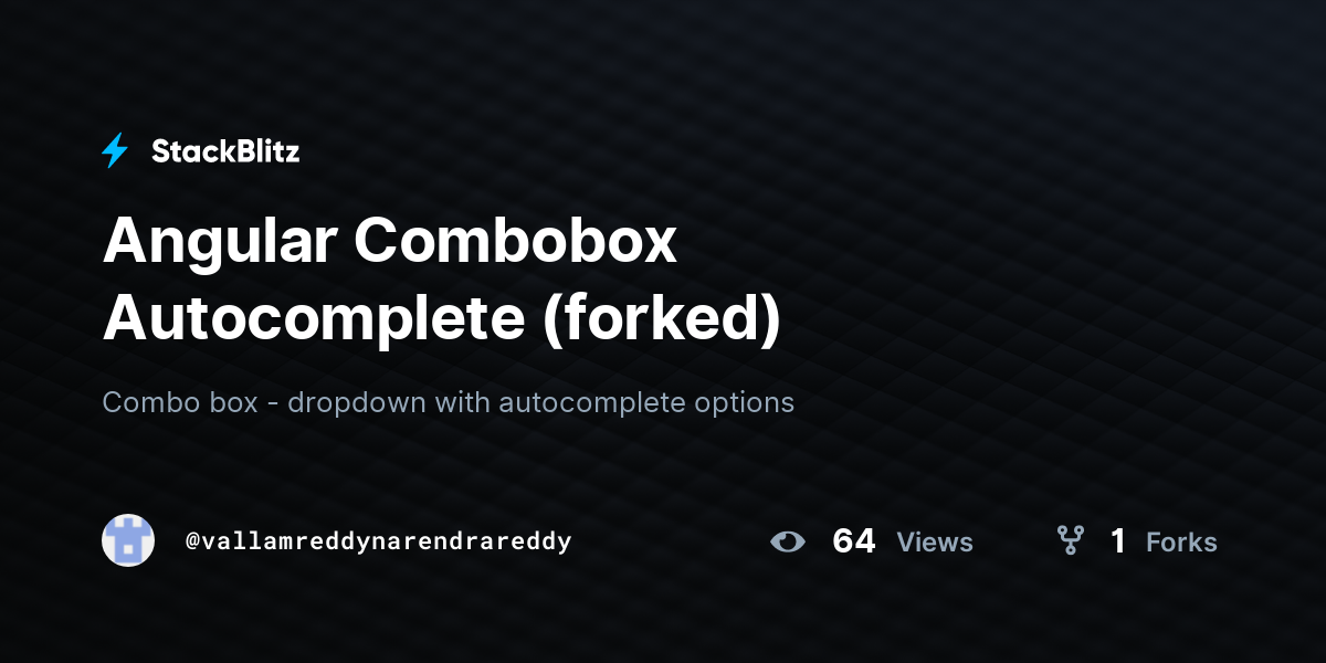 Angular Combobox Autocomplete (forked) - StackBlitz