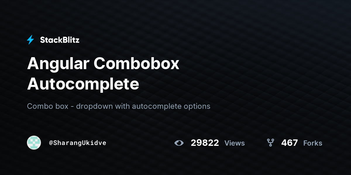 Angular Combobox Autocomplete - StackBlitz