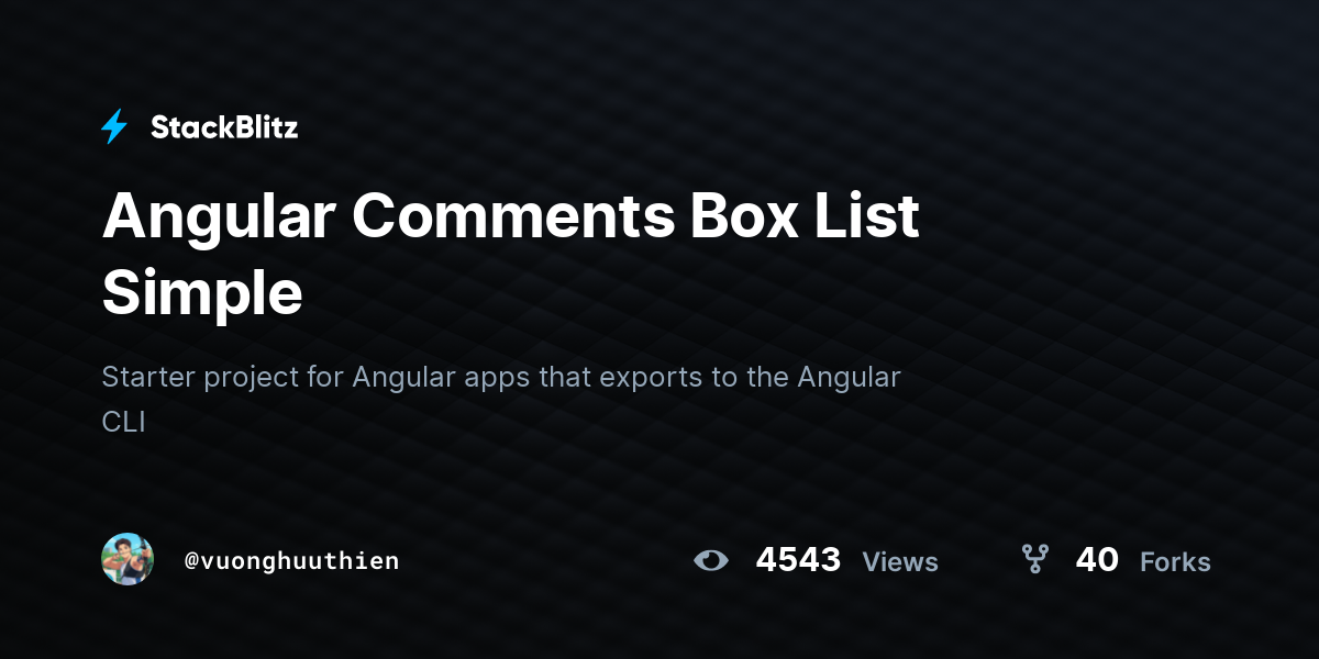 Angular Comments Box List Simple - StackBlitz