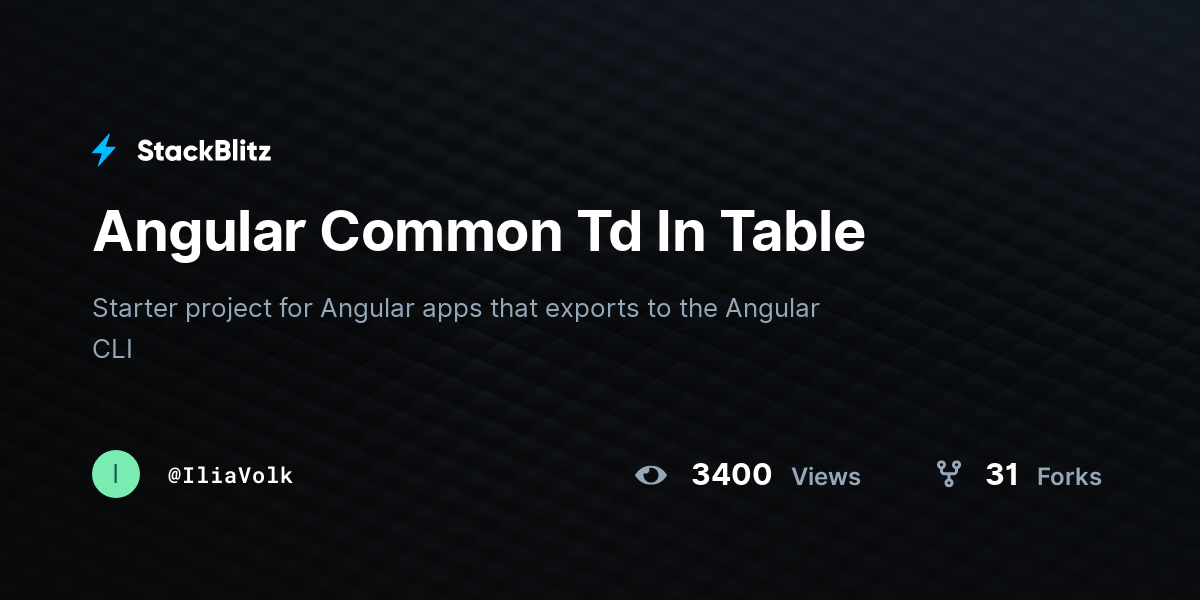Angular Common Td In Table - StackBlitz