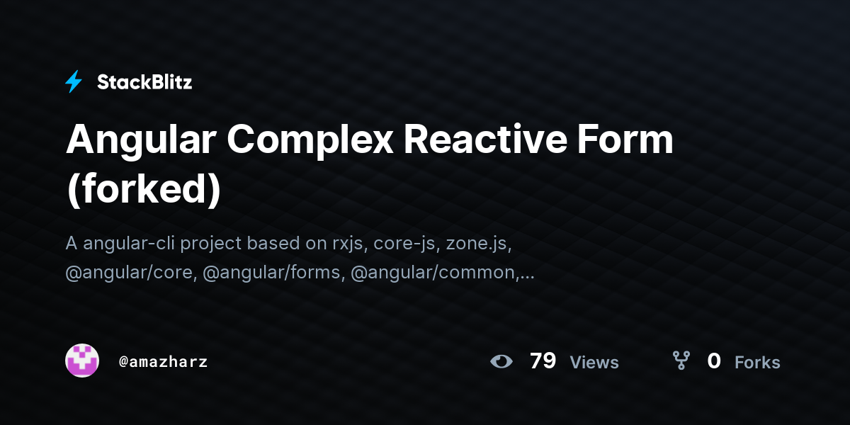 Angular Complex Reactive Form (forked) - StackBlitz