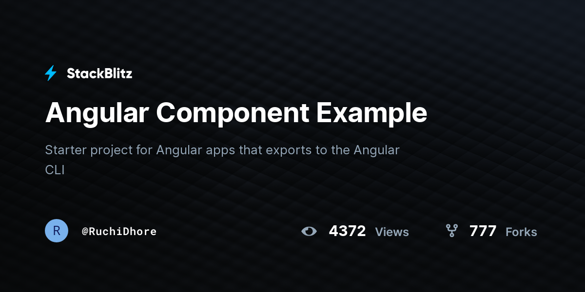 Angular Component Example StackBlitz