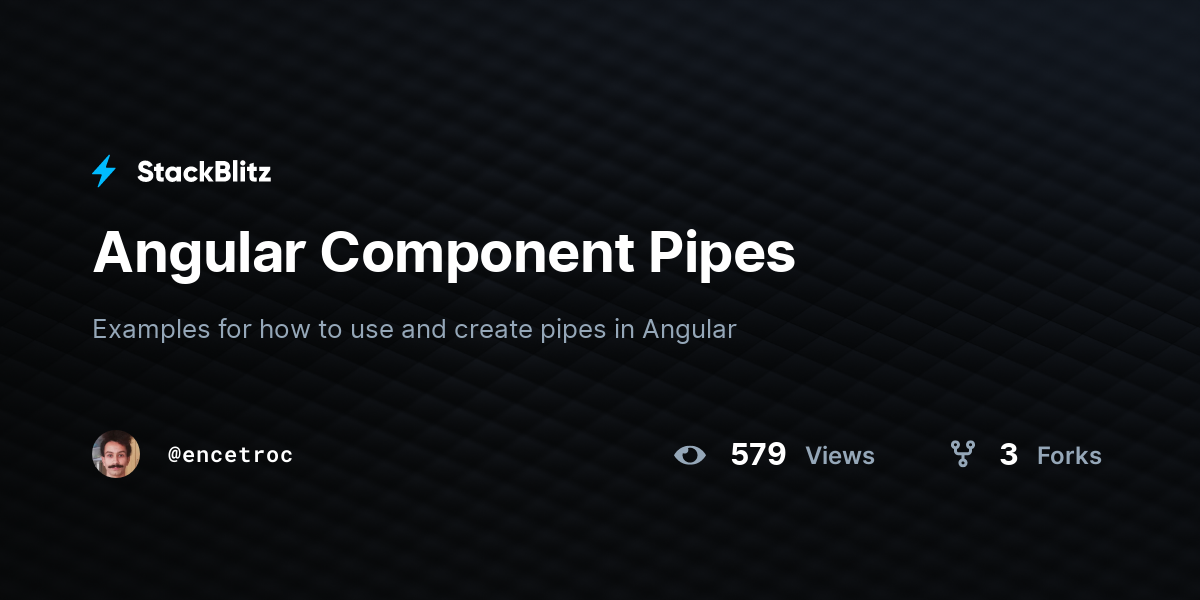 Angular Component Pipes StackBlitz