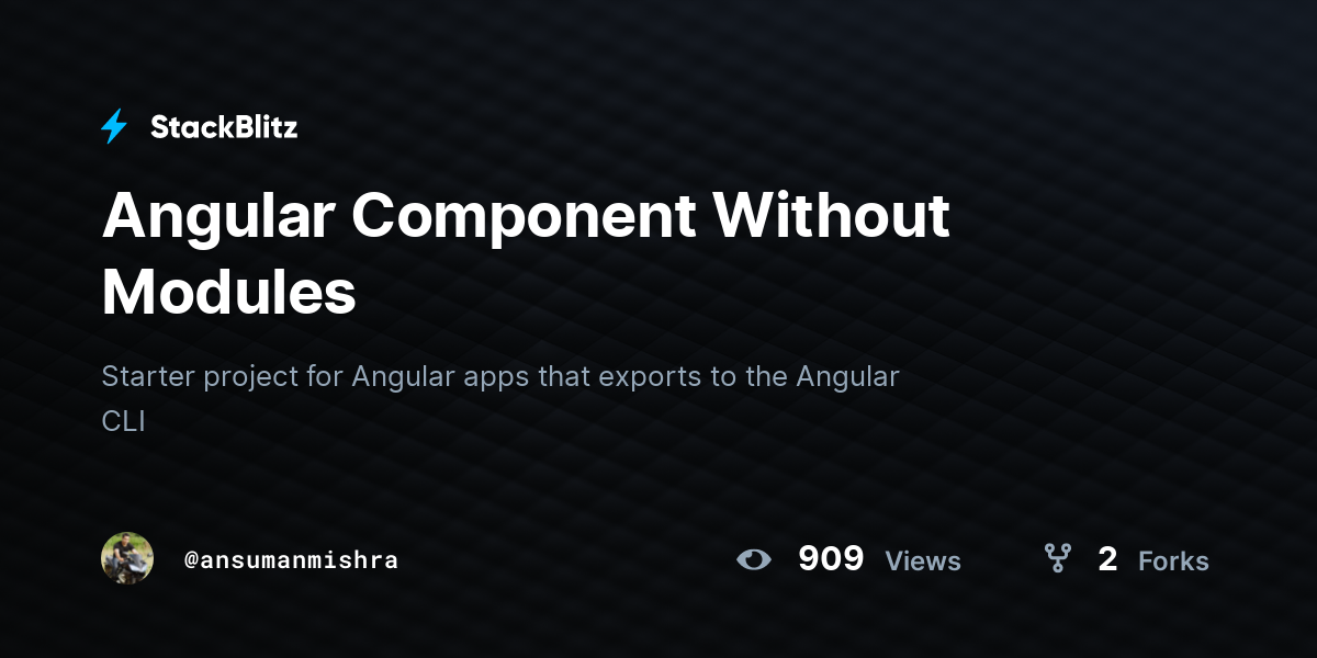 Angular Component Without Modules - StackBlitz