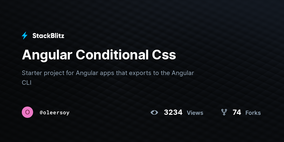 Angular Conditional Css - StackBlitz
