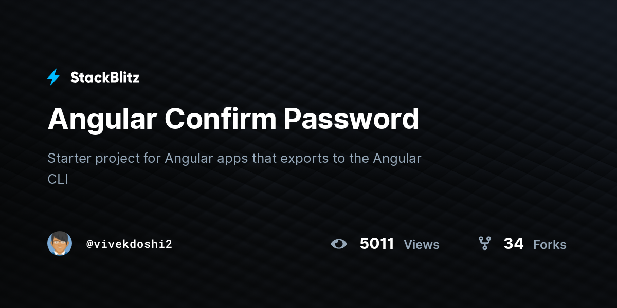 Angular Confirm Password - StackBlitz