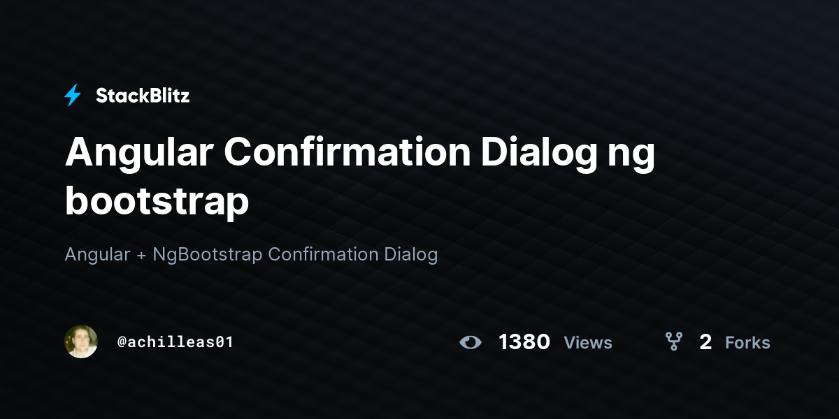 Angular Confirmation Dialog ng bootstrap - StackBlitz