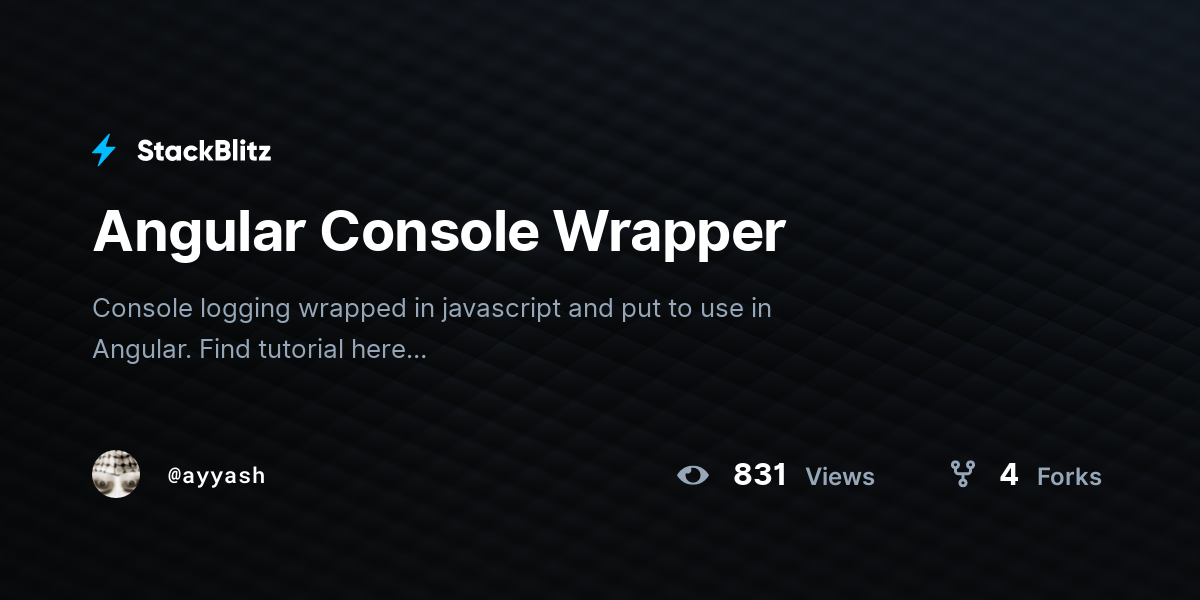Angular Console Wrapper - StackBlitz