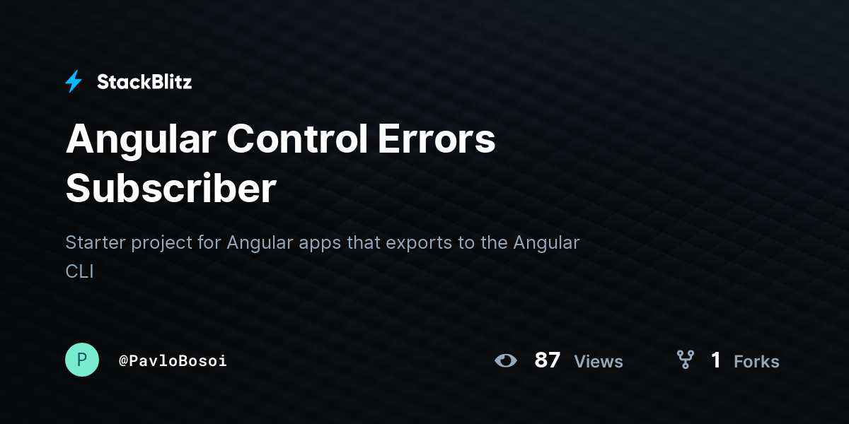 Angular Control Errors Subscriber StackBlitz