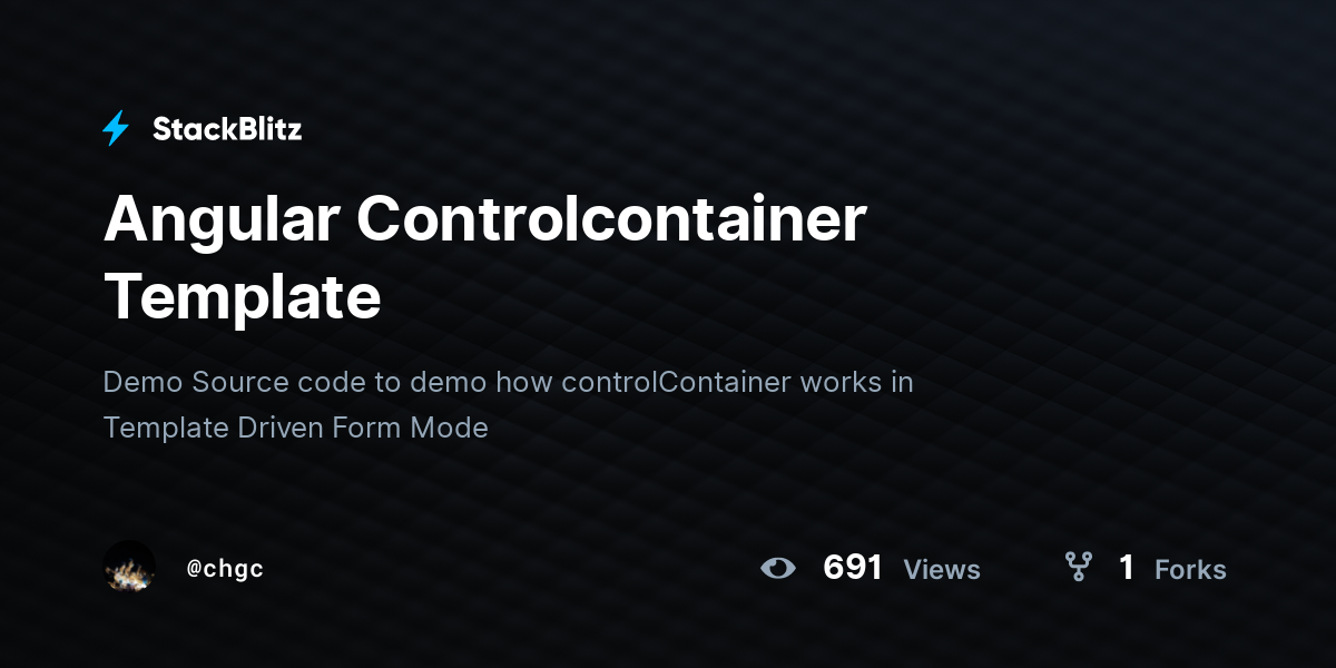 Angular Controlcontainer Template - StackBlitz