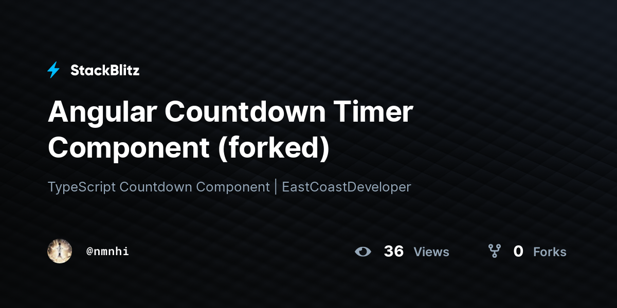Angular Countdown Timer Component (forked) - StackBlitz