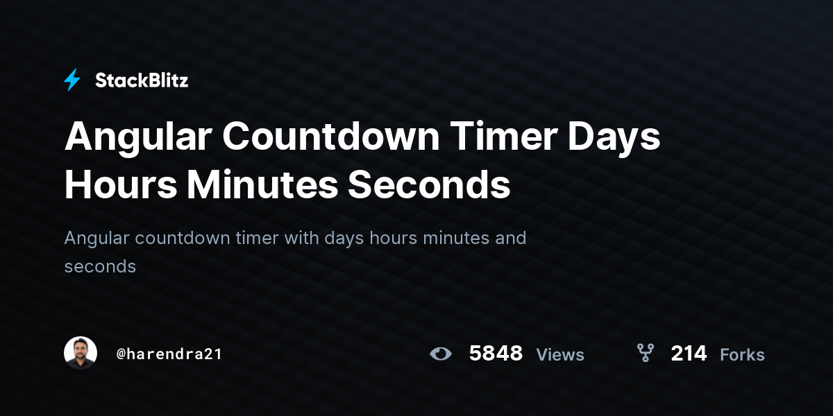 Angular Countdown Timer Days Hours Minutes Seconds - StackBlitz