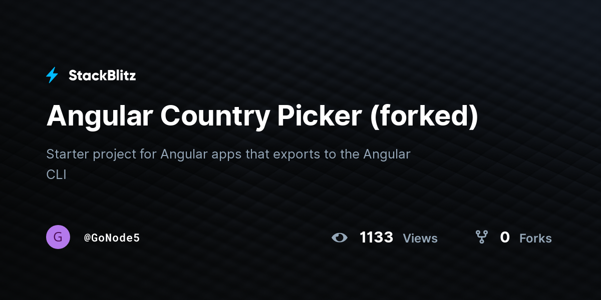 Angular Country Picker (forked) - StackBlitz