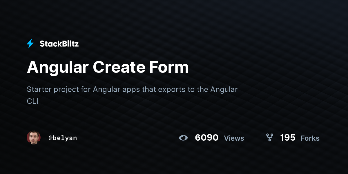 Angular Create Form - StackBlitz