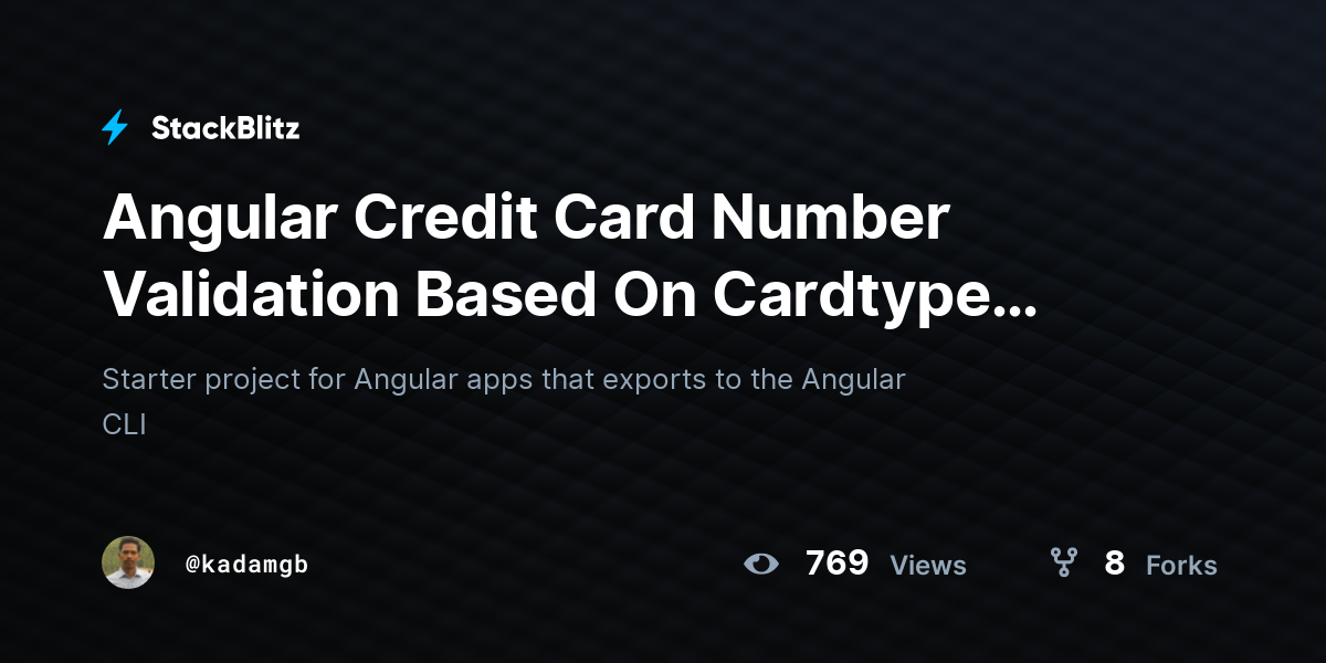 Angular Credit Card Number Validation Based On Cardtype (forked
