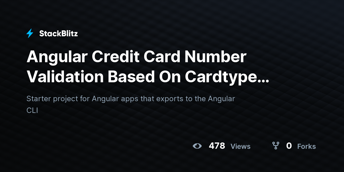 Angular Credit Card Number Validation Based On Cardtype (forked ...