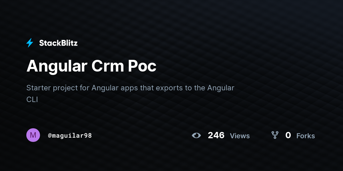 Angular Crm Poc - StackBlitz
