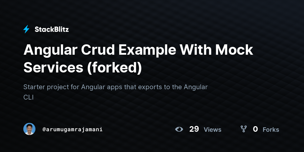 Angular Crud Example With Mock Services (forked) - StackBlitz