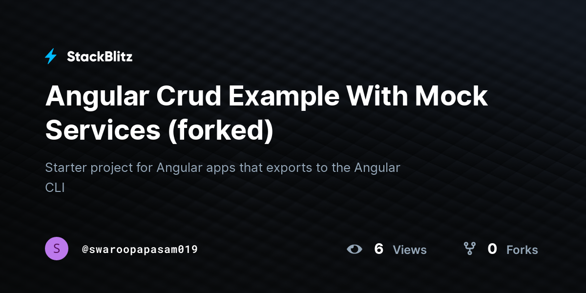 Angular Crud Example With Mock Services (forked) - StackBlitz