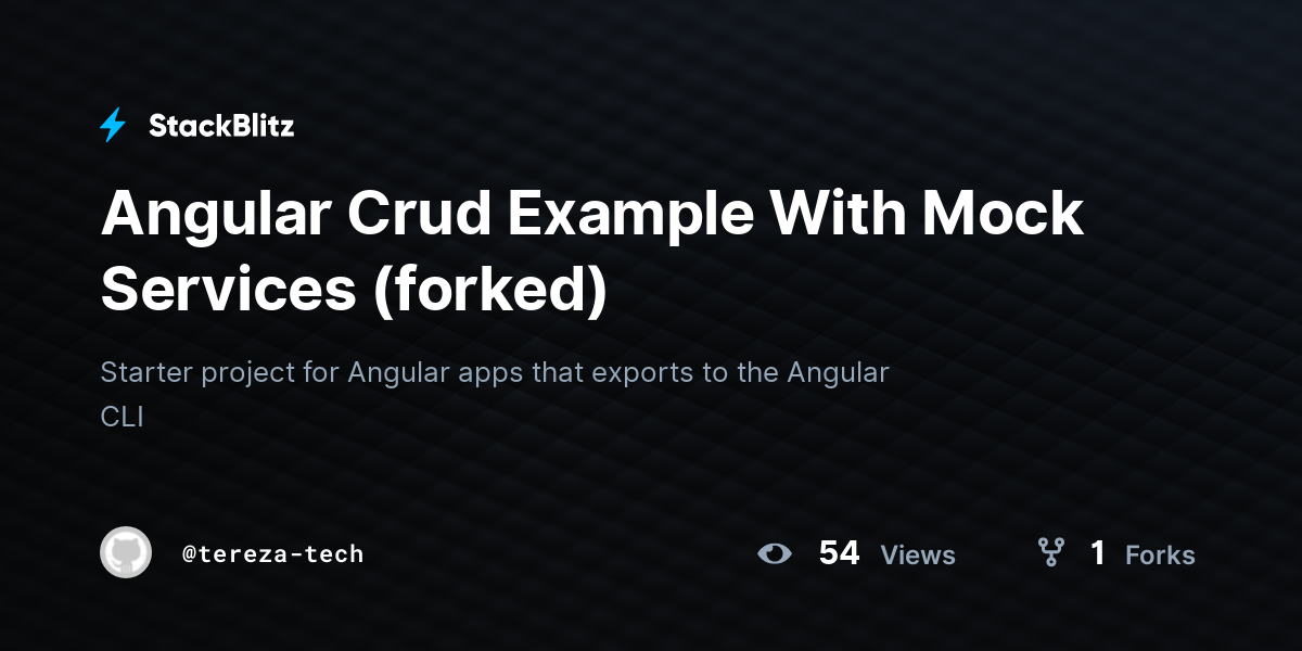 Angular Crud Example With Mock Services (forked) StackBlitz
