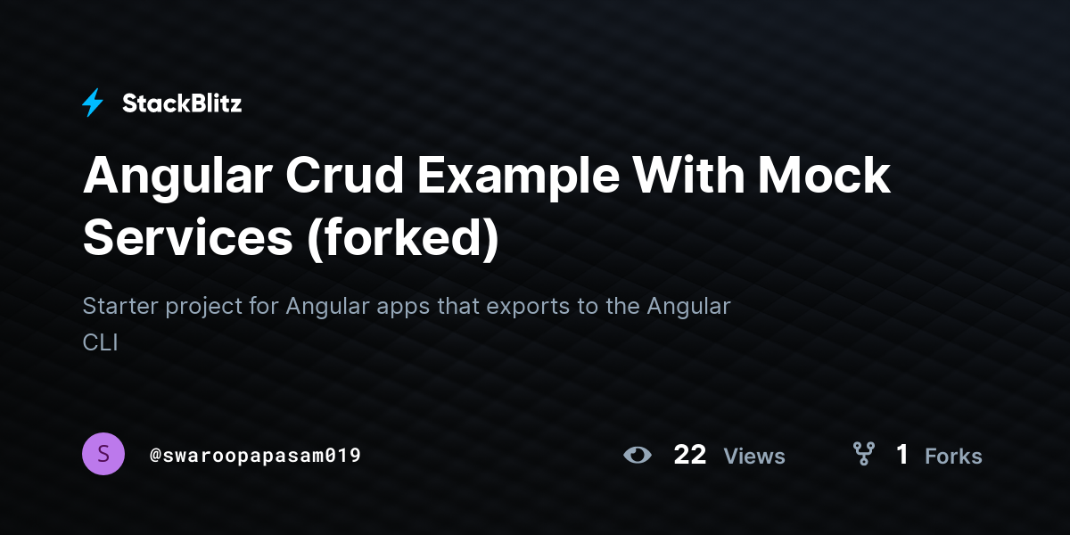 Angular Crud Example With Mock Services (forked) - StackBlitz