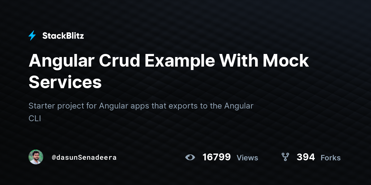 Angular Crud Example With Mock Services - StackBlitz