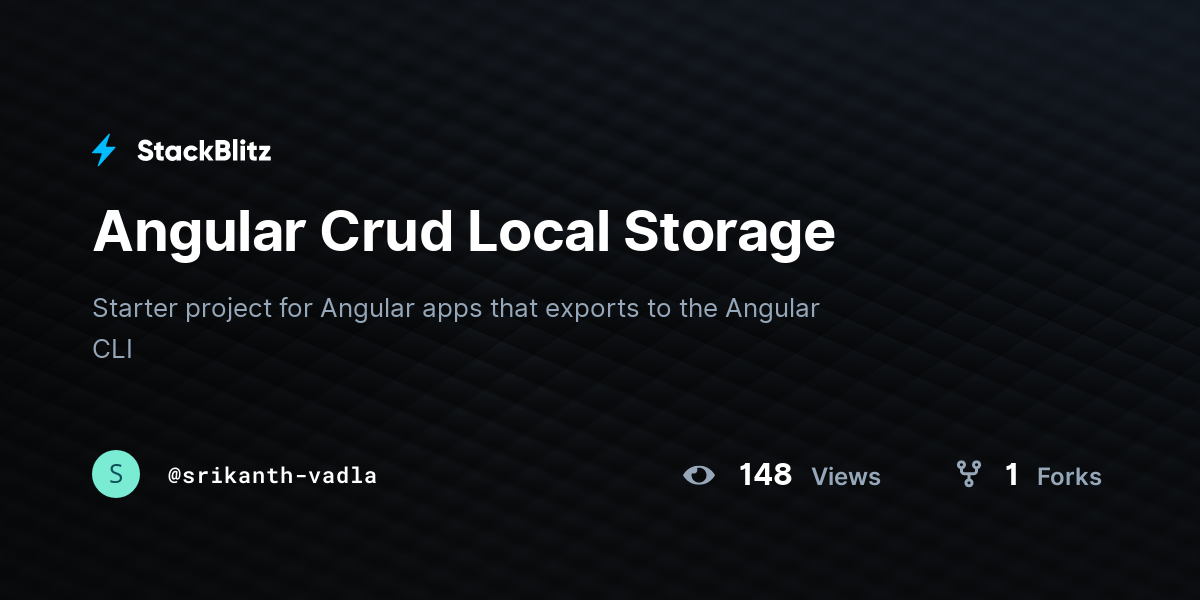 Angular Crud Local Storage - StackBlitz