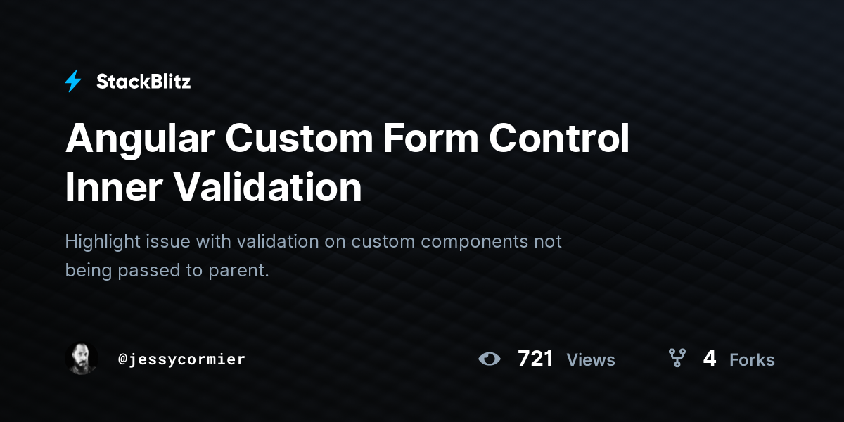 Angular Custom Form Control Inner Validation - StackBlitz