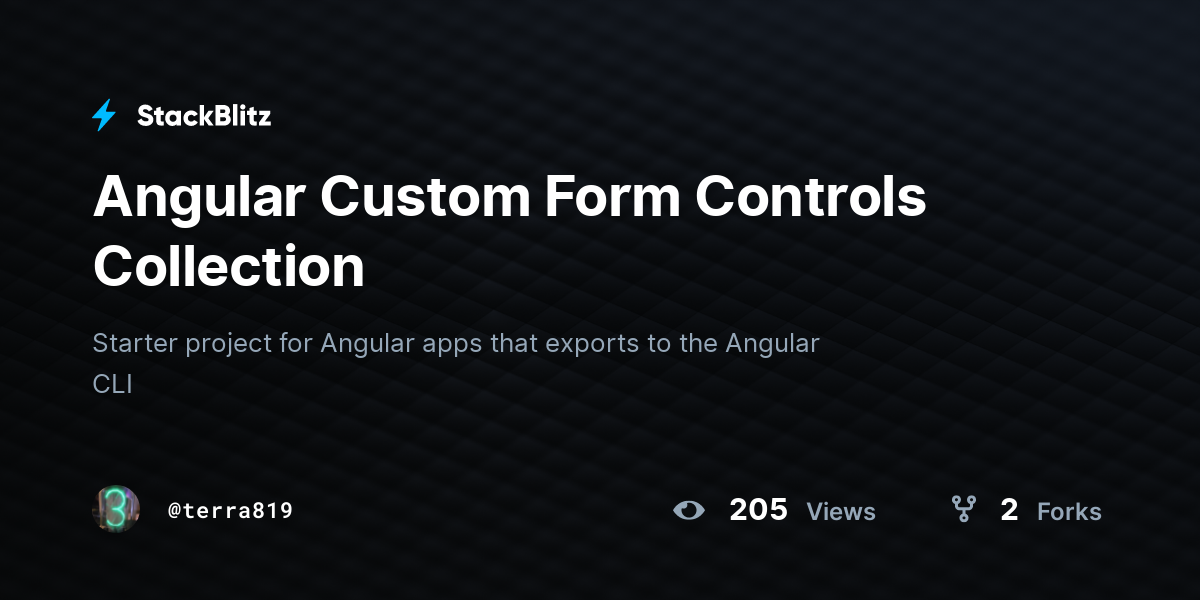 Angular Custom Form Controls Collection - StackBlitz