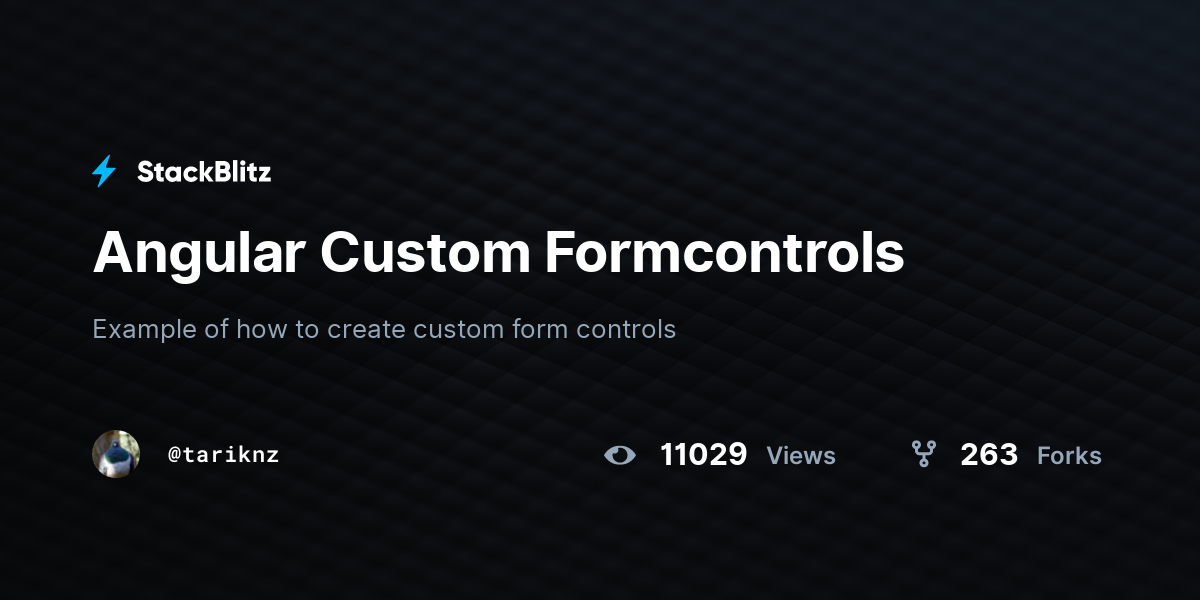 Angular Custom Formcontrols - StackBlitz