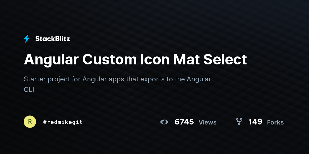 Angular Custom Icon Mat Select StackBlitz