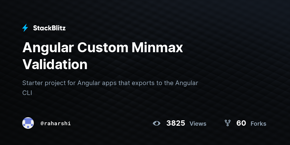Angular Custom Minmax Validation - StackBlitz