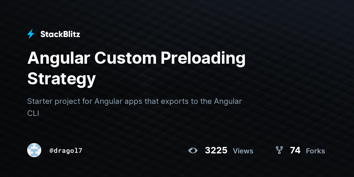 Angular Custom Preloading Strategy - StackBlitz