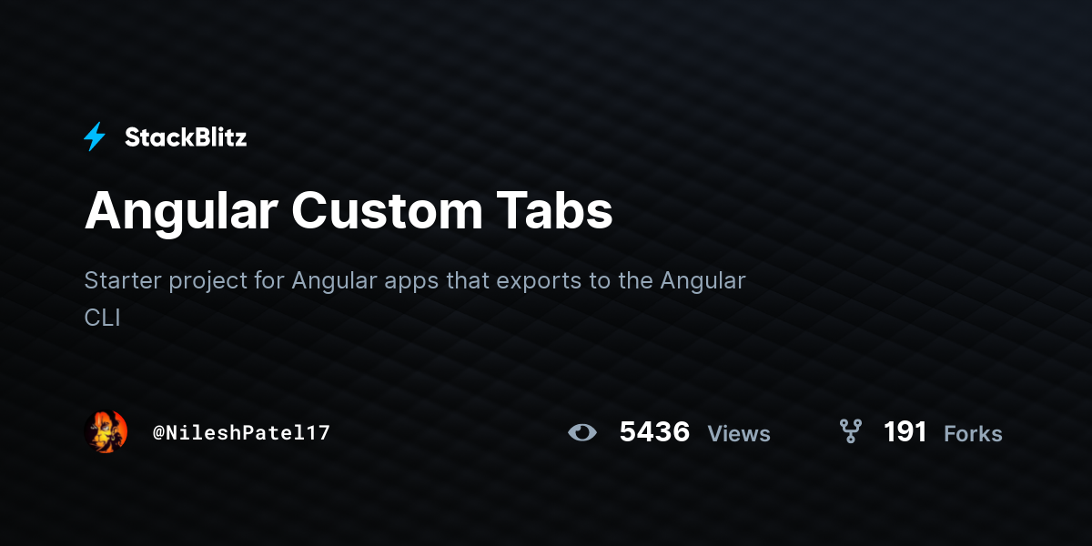 Angular Custom Tabs - StackBlitz