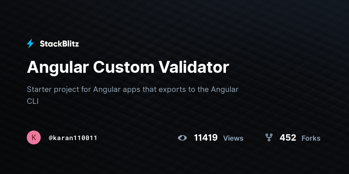 Angular Custom Validator - StackBlitz