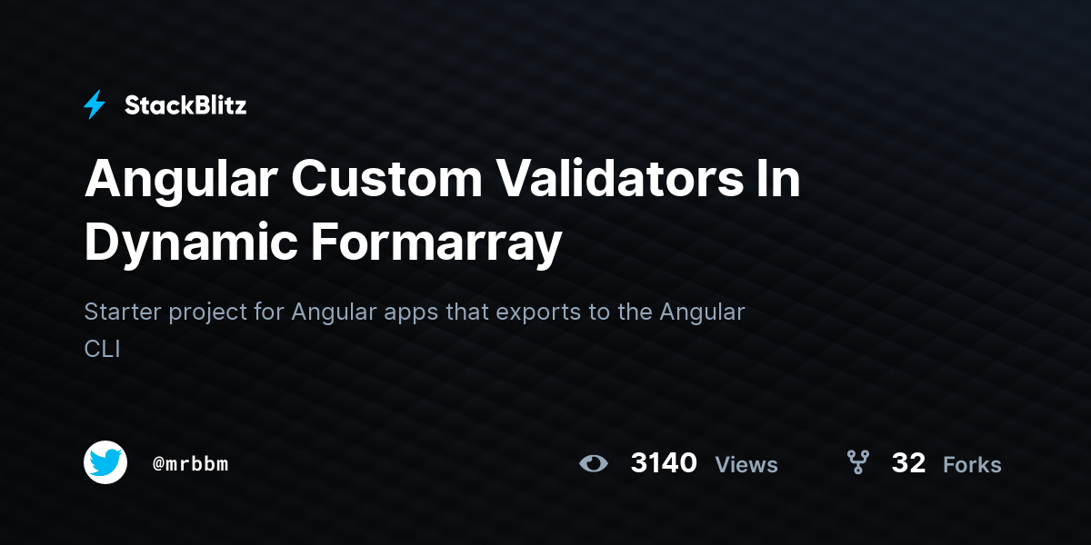 Angular Custom Validators In Dynamic Formarray - StackBlitz