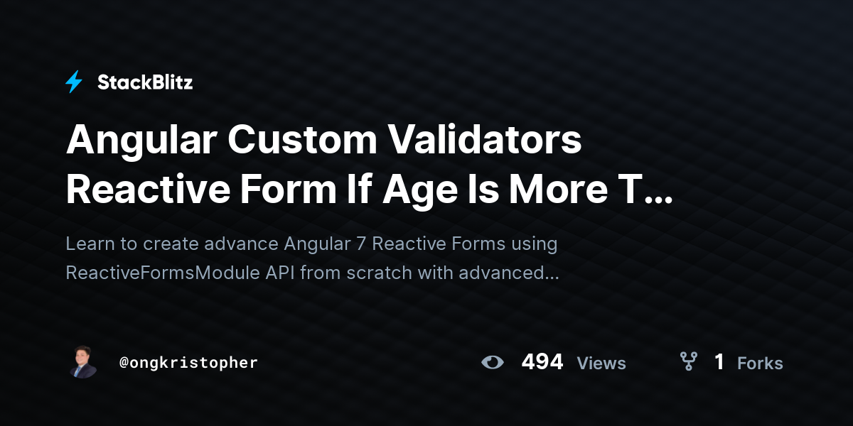 Angular Custom Validators Reactive Form If Age Is More T (forked ...