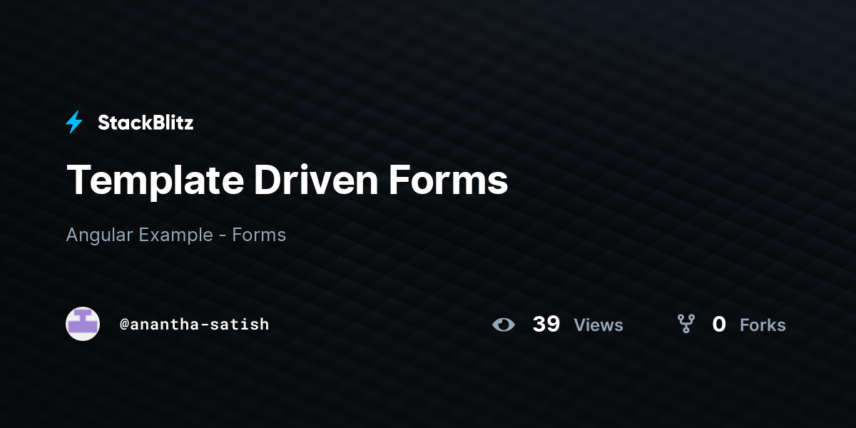 Template Driven Forms - StackBlitz