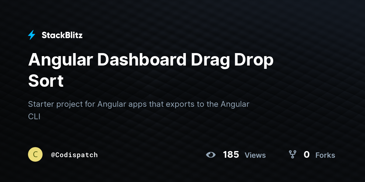 Angular Dashboard Drag Drop Sort - StackBlitz