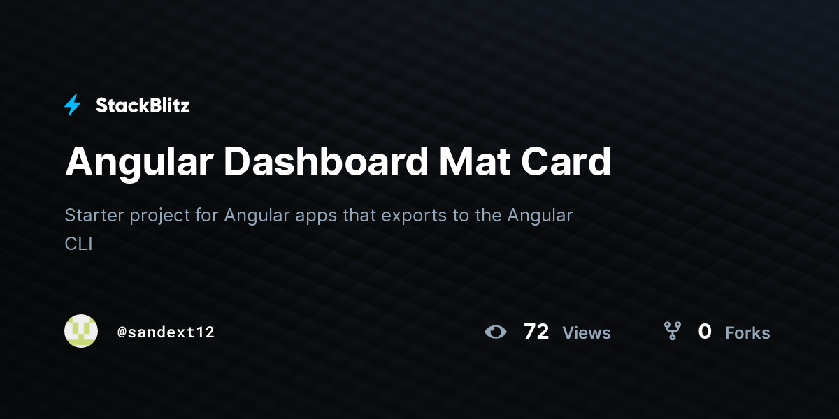 Angular Dashboard Mat Card - StackBlitz