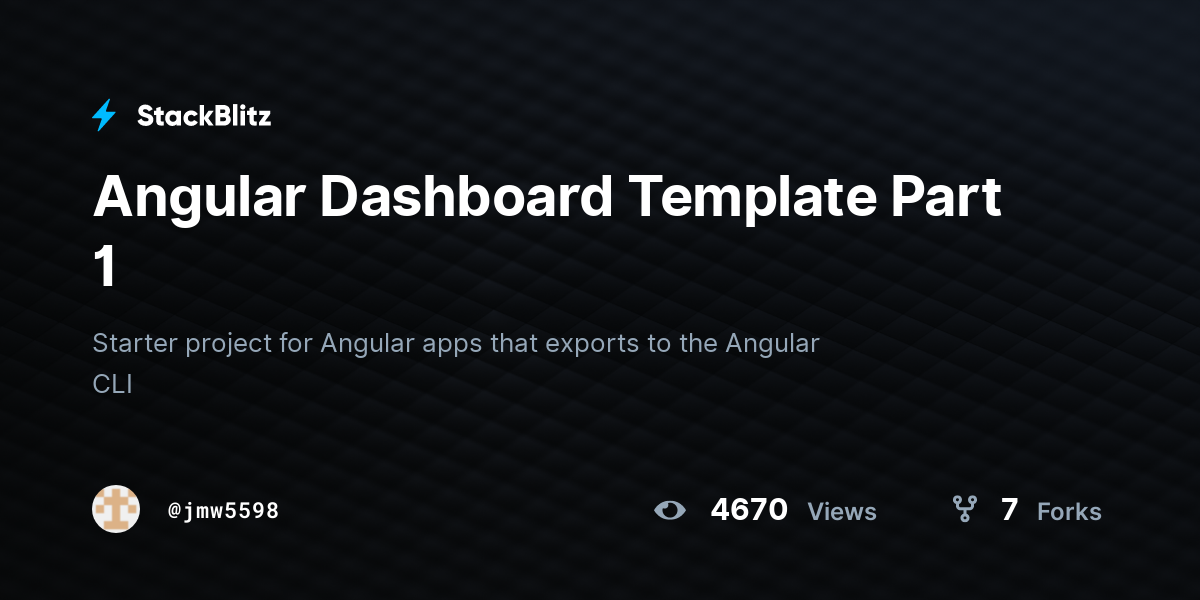 Angular Dashboard Template Part 1 - StackBlitz