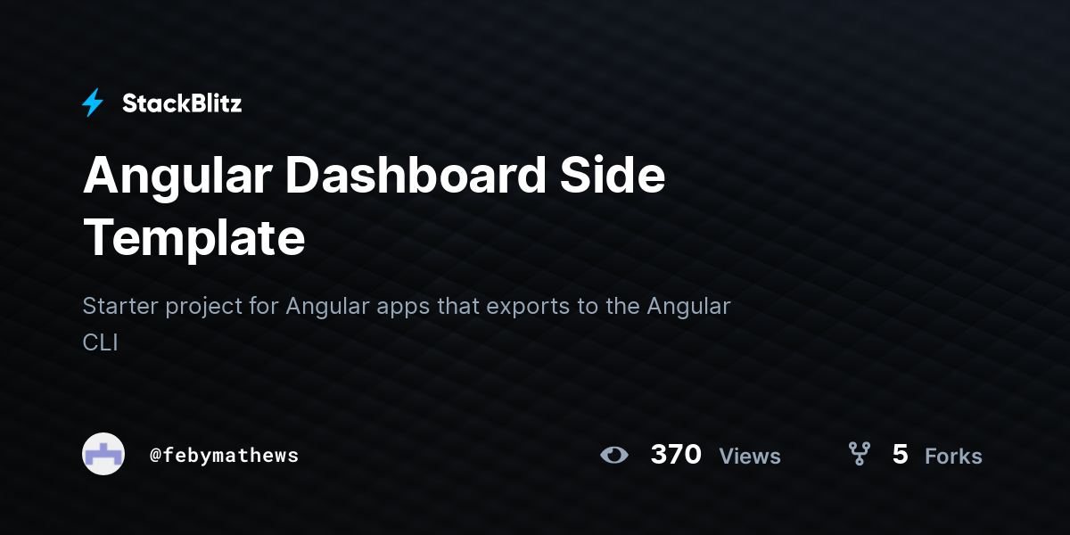 Angular Dashboard Side Template - StackBlitz